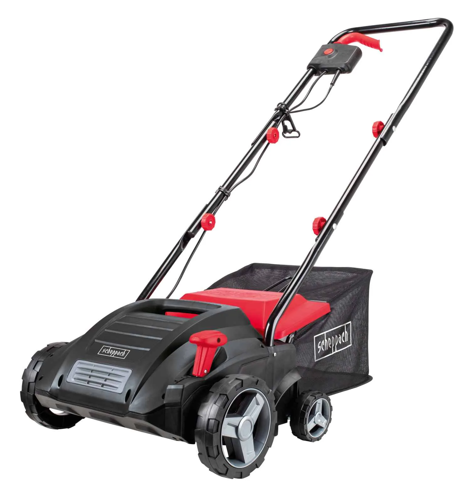 Escarificador Eléctrico 1500W Scheppach - Aireador de Césped y Pasto — vista lateral